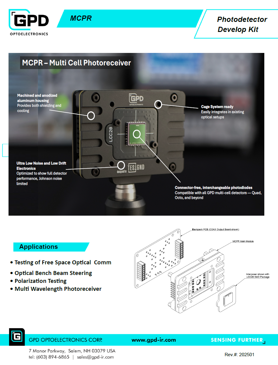 MCPR – Multi Cell Photoreceiver Datasheet Graphic
